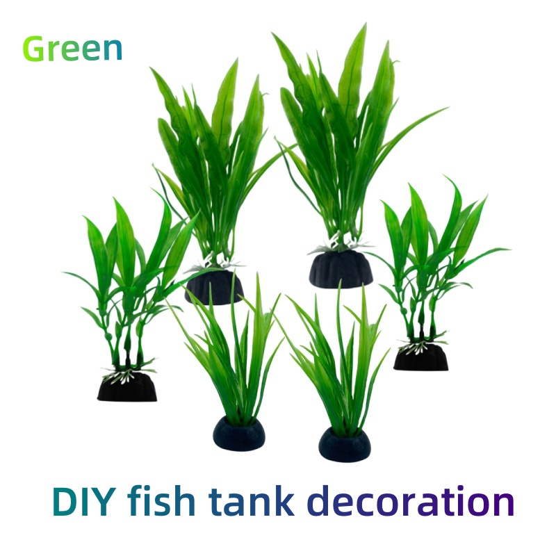 Live Plant Aquarium - ชุดต้นไม้ประดับตู้ปลา 6 ชิ้น ของตกแต่งตู้ปลาสีเขียว ของประดับตู้ปลาเทียม สำหรับตกแต่งบ้านและสำนักงาน