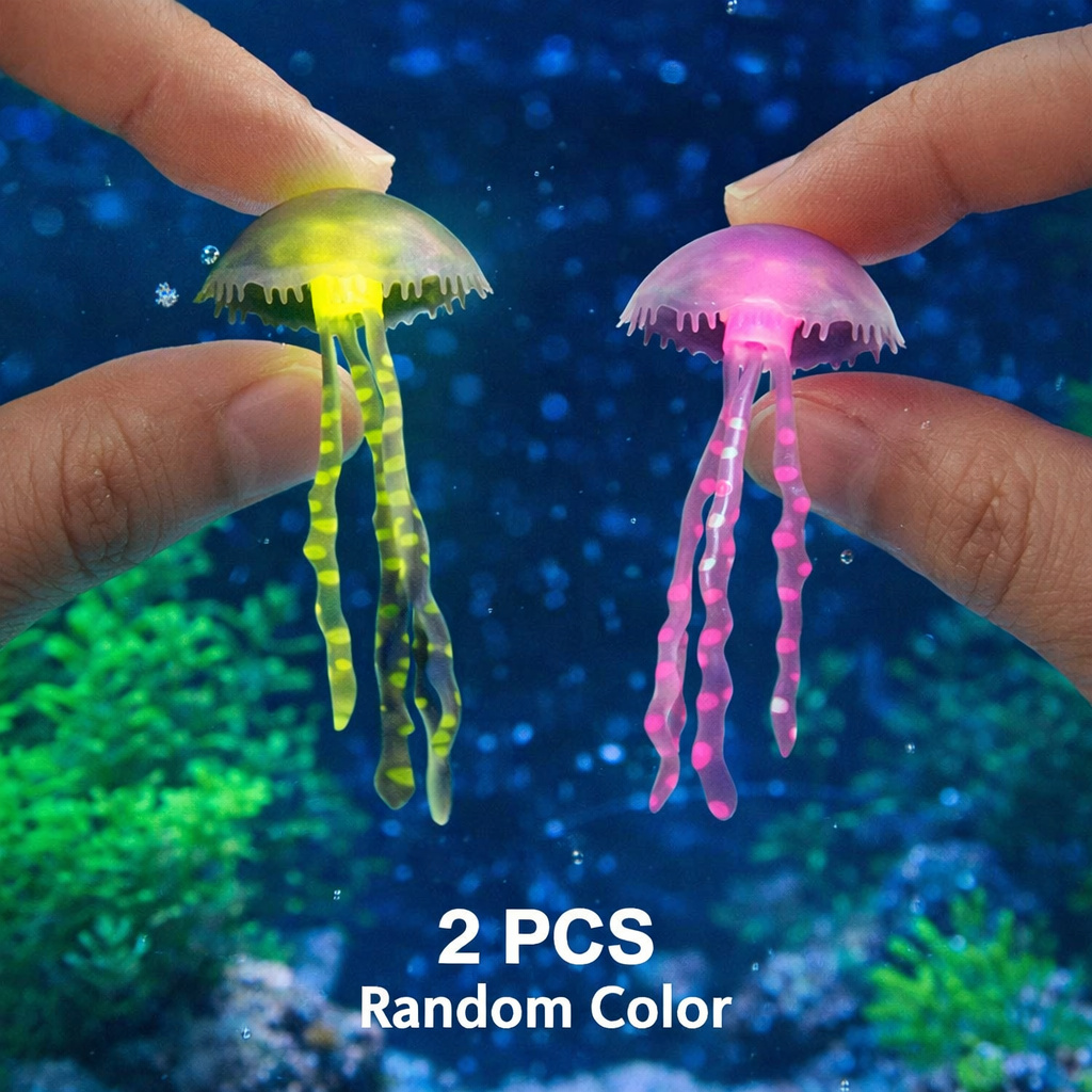 แมงกะพรุนจำลองเรืองแสง 2 ชิ้น  - Aquarium Plants Live บทวิจารณ์และราคา